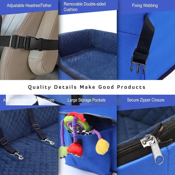 INFANZIA Dog Booster Car Seat for Small Medium Large Dogs, - Picture 3 of 6